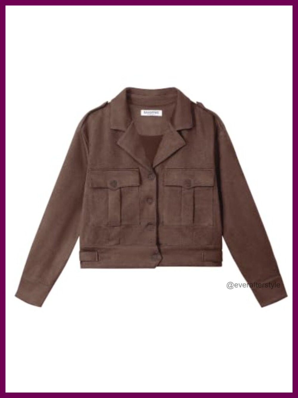 Faux Suede Cropped Button Down Jacket Long Sleeve Notched Lapel Coat